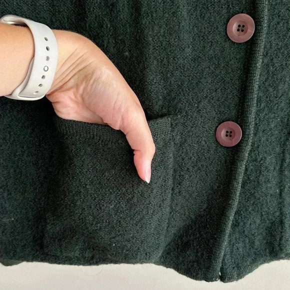 Bicé Forest Green 100% Wool Cardigan Sweater Jacket, Size Large - Picture 10 of 16